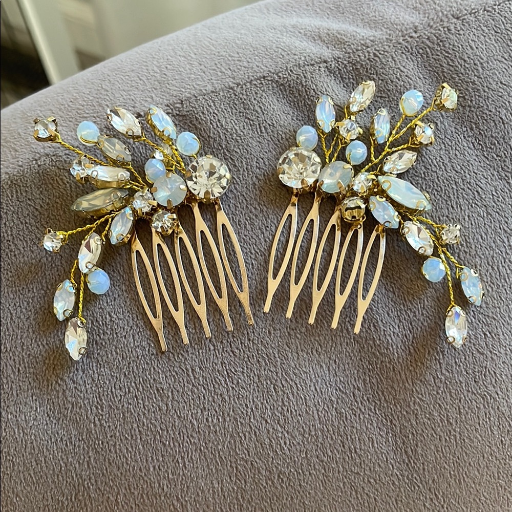 Elegant Gold and Crystal Hair Combs